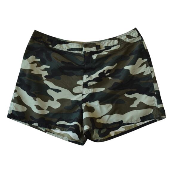 Vintage Y2K Camouflage Print Swim Shorts Women's Size 14 - Picture 1 of 4